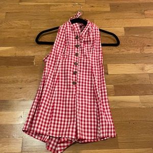 Plaid Halter Romper